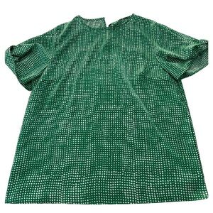 SHEIN Green and White Polka Dot Blouse